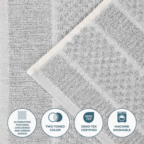 Naples Viscose Cotton Blend Textured Checkered and Ribbed Hand Towels, Set of 6 - Bild 39 von 45