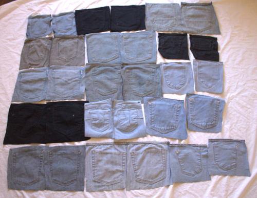 Denim Blue Jean Back Pockets X30 with Backing for Quilting Crafts sewing - Picture 2 of 2
