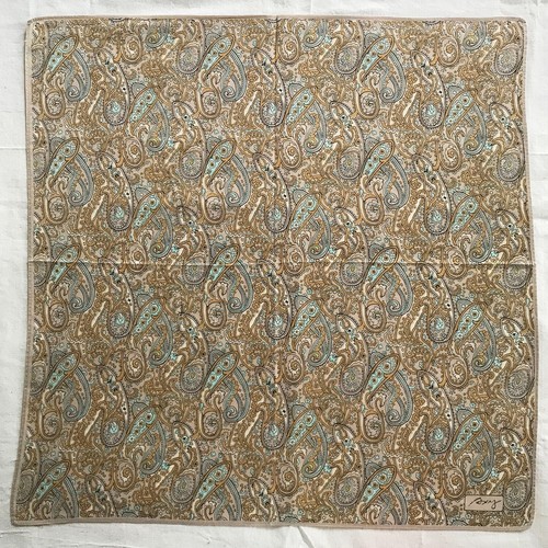 Handkerchief Vintage Cotton light Yellow Paisley Art Pattern Pocket Square 18" - Picture 3 of 4