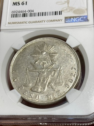 1872-Mo M Mexico Silver Peso, NGC MS-61 - Picture 5 of 10