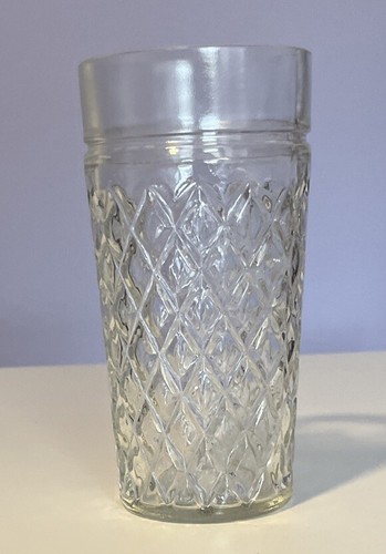 Vintage Clear Quilted Diamond Point Tumbler Glass 6” - Picture 1 of 10