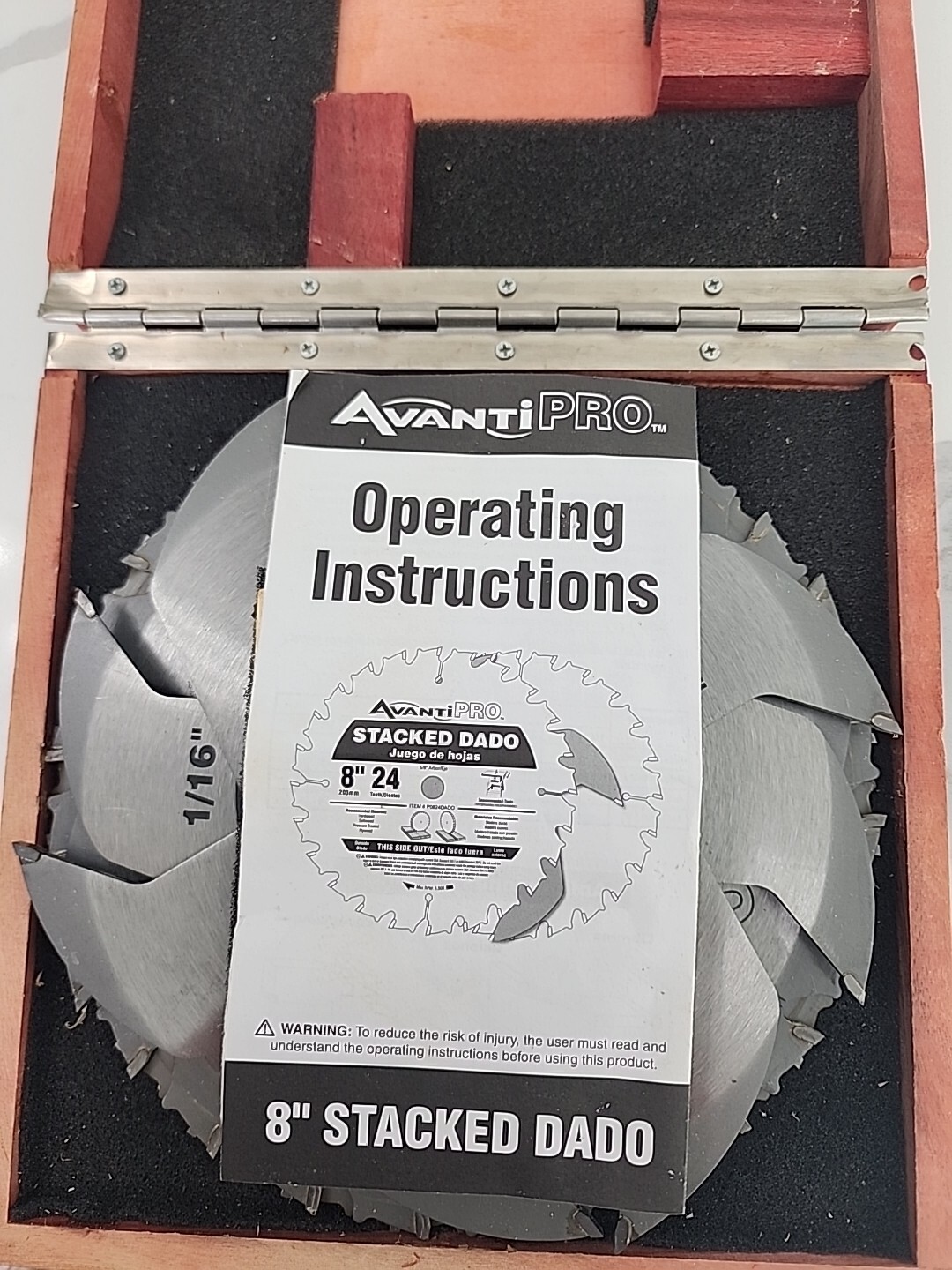 Avanti Pro Stacked Dado Saw Blade Set 8 in. x 24Teeth in Wooden Case
