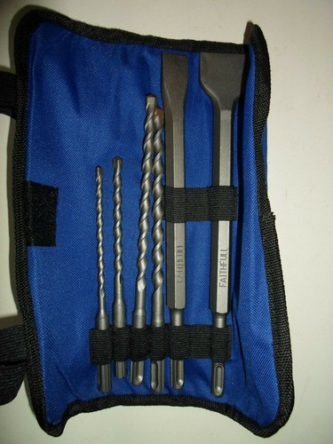 Juego de taladro y cincel Faithfull de 6 piezas SDS en rollo de almacenamiento de nailon FAI SDSSET6 - Imagen 3 de 5