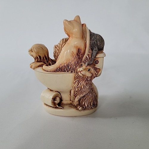Harmony Kingdom Potty Time Trinket Box Cats Vintage 2001 Toilet Figurine - Picture 3 of 7