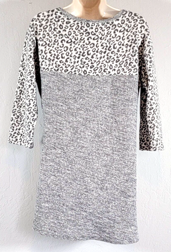 Style & Co Women Small 3/4 Sleeve Sweater Mini Dress Tunic Silver Animal Print - Picture 4 of 13