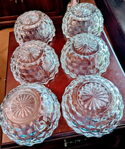 Vintage FOSTORIA 5.5" Party Server Bowls AMERICAN CLEAR Cube Cubist - Set Of 6 - Picture 6 of 6