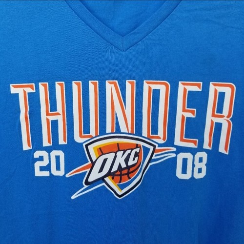 OKC Thunder BLUE Oklahoma City (Women XXL / 2X) T-Shirt V-Neck NBA - Picture 3 of 7