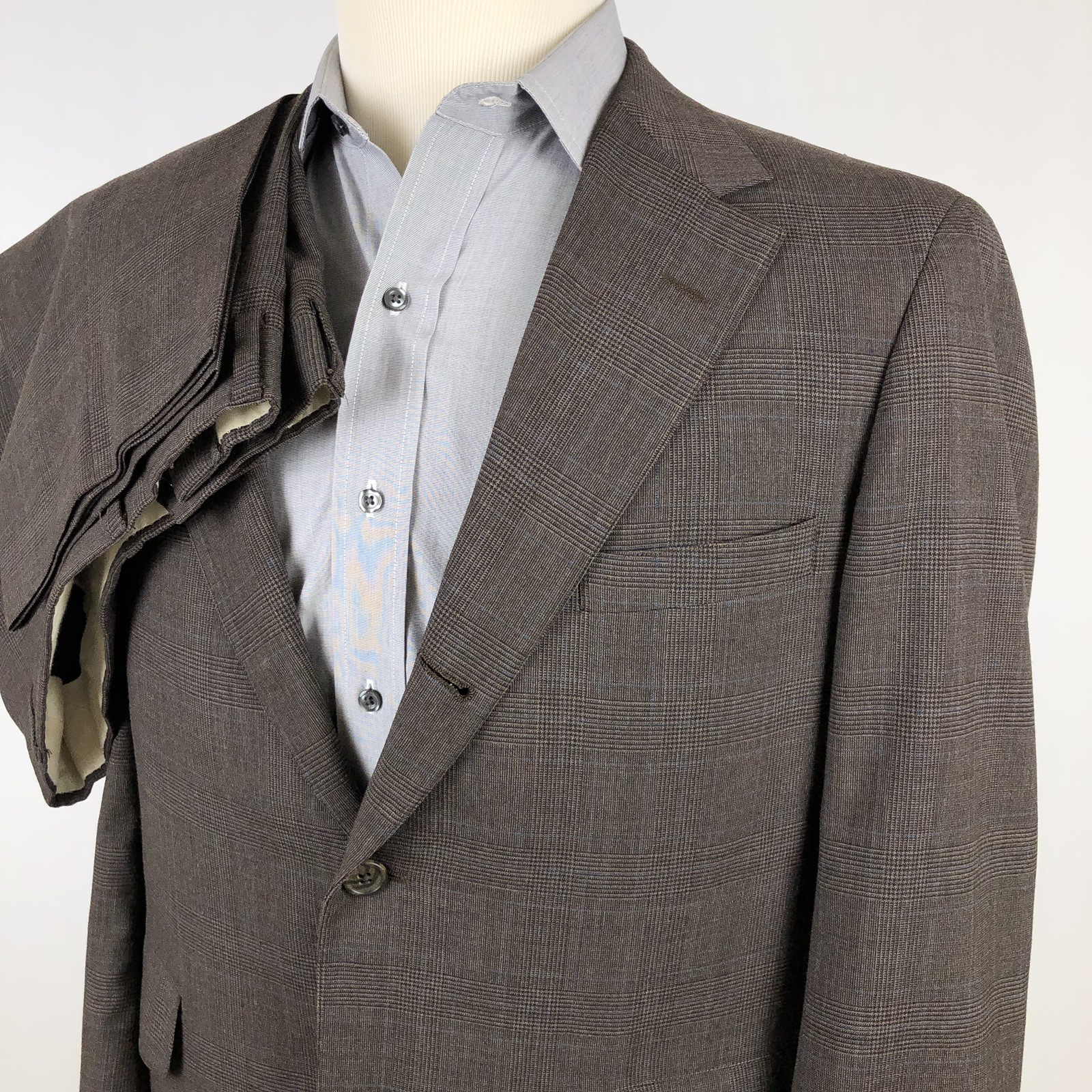 Brooks Brothers 346 Brookstretch 2 Pc Suit 41S marrone Glen Plaid 3/2 Flat 34 x 26 Brooks Brothers 346 Brookstretch 2 Pc Suit 41S marrone Glen 3/2 Plaid 3/2 Glen Flat 34 x 26 1d3998