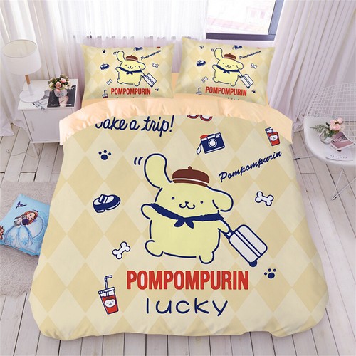 My Melody Pom Pom Purin Bed Sheet Quilt Cover Pillowcase 4Pcs Girls' Bedding Set - Picture 23 of 34