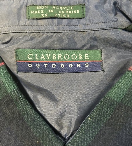 VTG CLAYBROOKE OUTDOORS Men's Green Plaid Button Down Shirt‎ Sz XXL Lumberjack - Picture 3 of 4