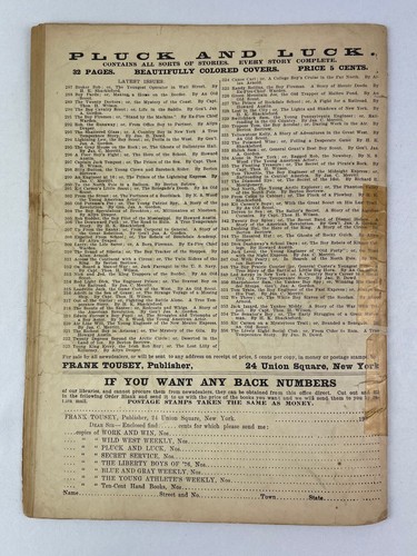Pluck and Luck, No. 355, 1905, Vintage Pulp Novel, Adventure, Indian Wars - Picture 6 of 6