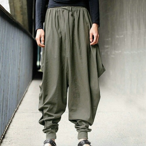casual Hakama a in cotone con Harem in cavallo e di basso Pantaloni pantaloni lino cavallo cotone PBEwAdIPq