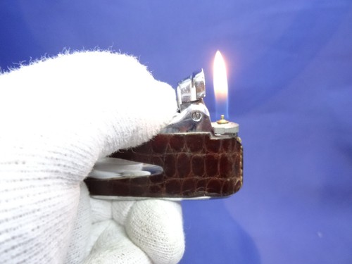 Ronson Varaflame mit braunem Crocoleder - gasdicht Top Funktion - Bild 3 von 12