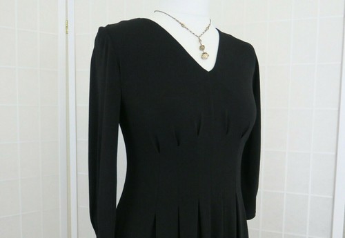 Laura Ashley Black Fit & Flare Dress Size UK 10 3/4 Sleeves Lined - Picture 3 of 11