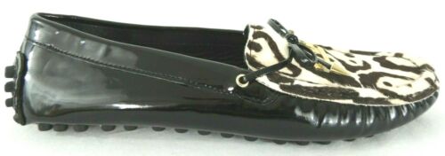 Ted Baker Womens Black Patent Faux Cow Hide Loafers US 7 EU 38 Diving Moc - Picture 4 of 12