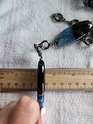 Beautiful Handmade Blue And Black Agate Belt 36 Inches Long - Picture 7 of 13