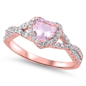 Heart Ring Genuine Sterling Silver 925 Morganite Clear CZ Height 9 mm Size 10 Heart Ring Genuine Sterling Silver 925 Morganite Clear CZ Height 9 mm Size 10