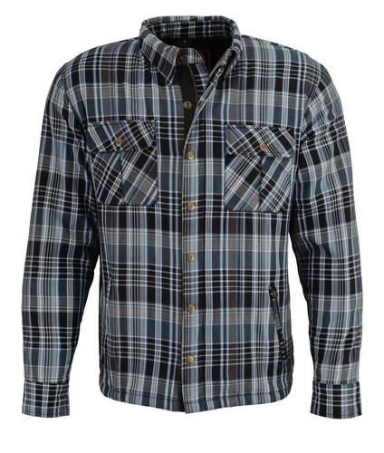 CAMICIA BIKER UOMO IN PELLE MILWAUKEE A QUADRI IN FLANELLA CON ARMATURA OMOLOGATA CE - Foto 120 di 126