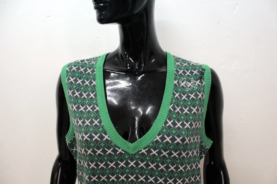 Женский свитер Diesel без рукавов размер M зеленый хлопок логотип пуловер - Изображение 2 из 4