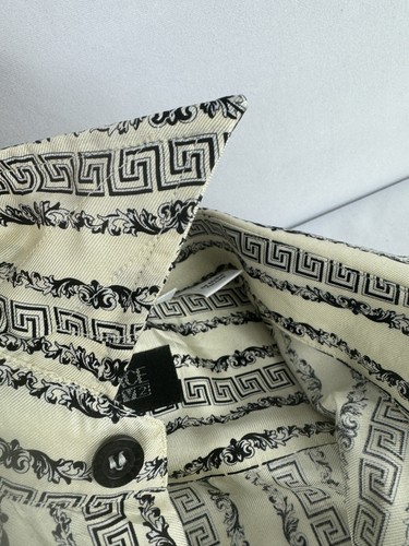 GIANNI VERSACE - Vintage 90’s 100% Silk Men Shirt Black & White - Picture 6 of 21