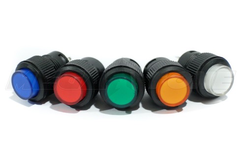 16mm Latching Push Button Switch ON-OFF w/Amber LED Lamp R16-503AD - USA SELLER! - Picture 5 of 6
