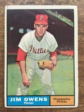 1961 Topps Baseball Card #341 Jim Owens Philadelphia Phillies VG