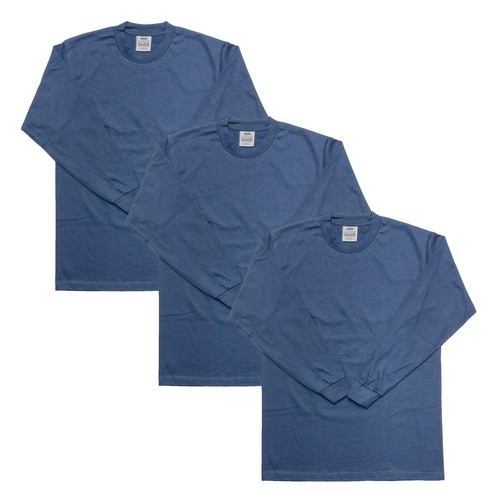 3-Pack Pro Club Men's Heavyweight Cotton Long Sleeve Crew Neck T-Shirt - Picture 32 of 65
