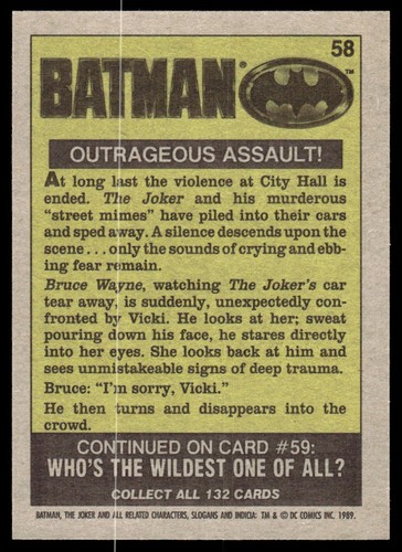 1989 Batman The Movie Series 1 #58 Trading Cards - Bild 2 von 2