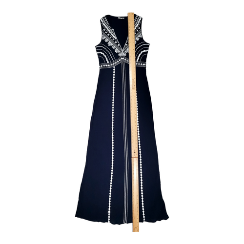 MONSOON Navy 100% Cotton Maxi Dress Size Small Embroidered Indian Mirror Work - Picture 13 of 24