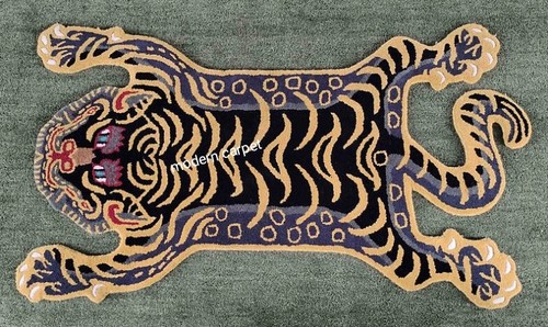 Tibetan Tiger Rugs Handmade 100% Woolen Hand Tufted For Home Decoration - Picture 1 of 9