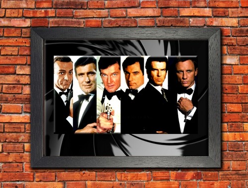 James Bond x 6 With Graphics British Secret Service Agent Film Actors Poster - Picture 6 of 6