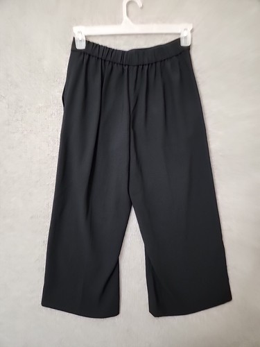 J Crew 365 kurze Damenhose weites Bein 6 zierlich schwarz Plissee zum Überziehen NEU - Bild 4 von 7