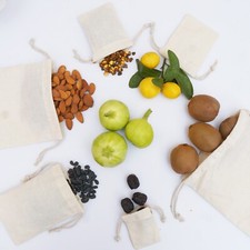 8 x 10 inches Cotton Double Drawstring Muslin Bags Natural color -25 count pack