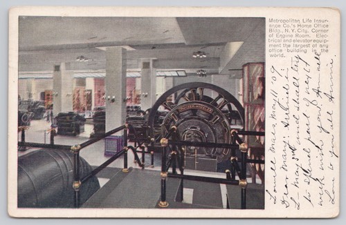 New York NY Metropolitan Life Insurance Home Office Engine Room UDB Postcard