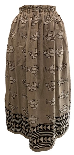 Vintage 80's Women's Indian Cotton Authentic Batik Elastic Waist Skirt - Sz M/L - Picture 3 of 6