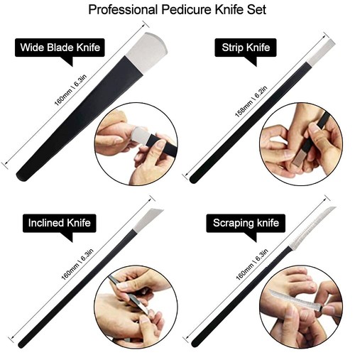 Pedicure Knife Tool Set Steel Cuticle Remover Foot Ingrown Toenail Callus Repair - Picture 6 of 17