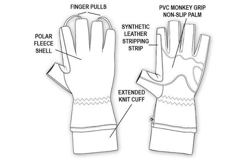 Fish Monkey Sz M Chilly Willie Half Finger Fishing Gloves Insulated Polar Fleece - Picture 2 of 7
