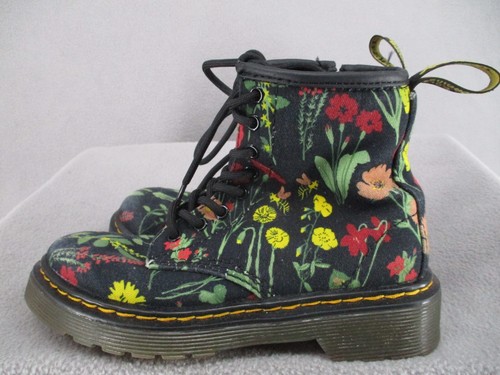 Dr Martens Boots Girls 13 Black Kids Botanics Floral High Top Zip Combat - Picture 6 of 16