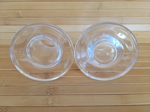 Clear Glass Candle Holders Base Pointe In Back Heavy Round Base - Picture 5 of 5