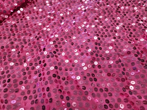 1. 2/3 yd Pink Sequin Mesh Knit Fabric Special Occasion Sparkle and Bling