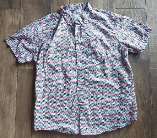 CAMISETA Levis Estampado Completo LOGO Hombre Grande Con Botones Manga Corta Campamento XL - Imagen 1 de 15