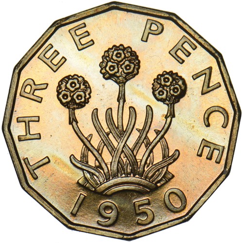 1950 Proof Brass Threepence - George VI British Coin - Superb - Picture 2 of 2