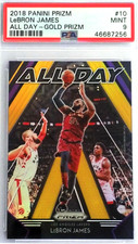 LeBron James 2019 Panini Prizm #10 GOLD Prizm All Day SP 8/10 PSA 9 - LA Lakers