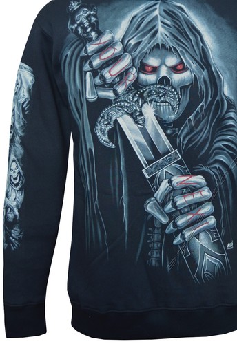 Sudadera con capucha con cremallera Grim Reaper's Nature YOUR NEXT Sword Skull Brilla en la oscuridad por Wild - Imagen 4 de 6