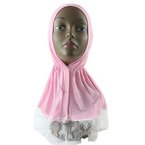Muslim Lace Hijab Women with Buttons Lace Hijab Head Islamic Plain Shawl Abaya - Picture 20 of 23