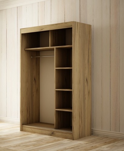 Kleiderschrank Cleo inklusive 2 Schiebetüren mit Spiegel Kleiderstange Garderobe - Bild 71 von 89