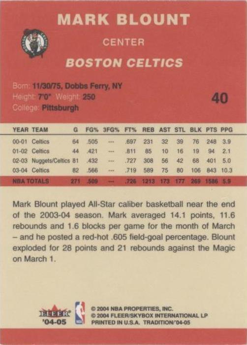 2004-05 Fleer Tradition - Mark Blount #40