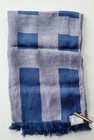 Cecchi e Cecchi Italy 100% Linen Reversible Throw Blue / Gray Geometric - NEW