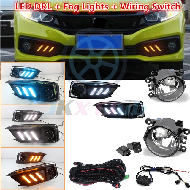 New LED DRL Daytime Running Lights&Fog Lamps Harness k For Honda Civic 20192020 eBay