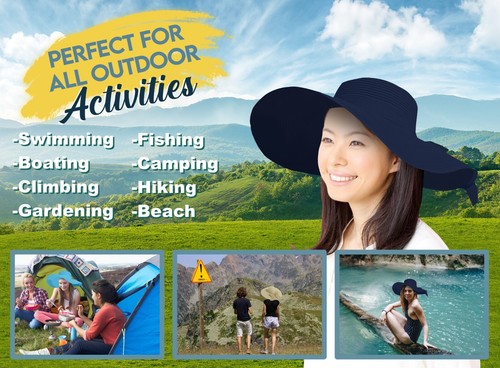 Straw Sun Hat for Women, Wide Brim UPF 50+ UV Protection Cap with Bow - Picture 58 of 72